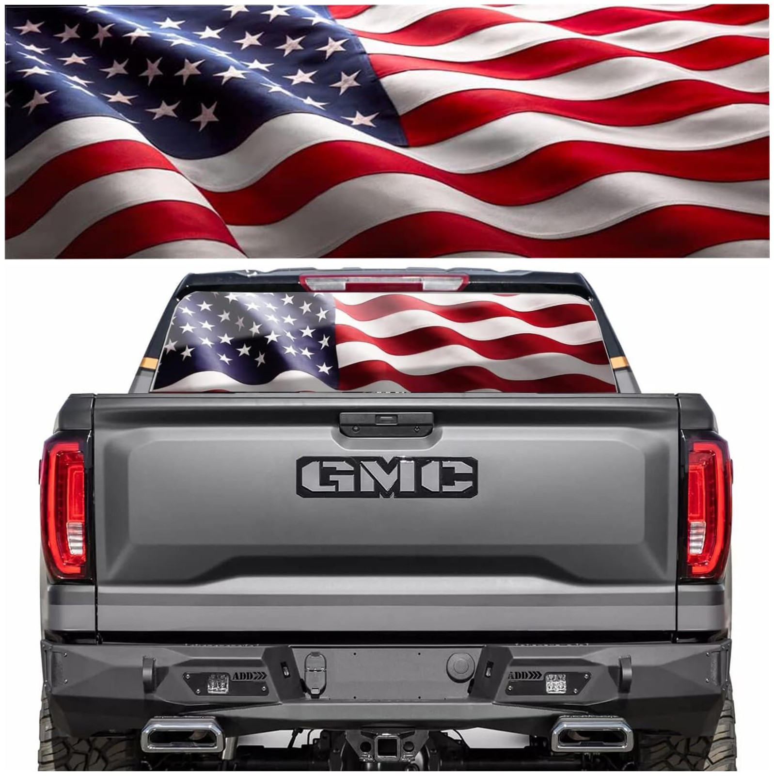 Rear Window Decals for Trucks – 65×22 in Back Window American Flag Decals Fit…