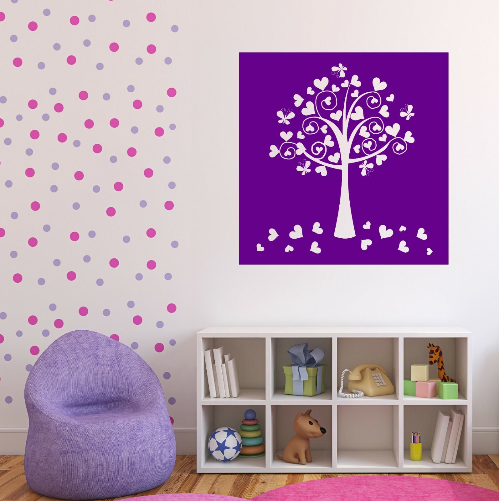Wall Vinyl Stickers Romantic Fantasy Love Tree Leaves Hearts Decal (n1425)