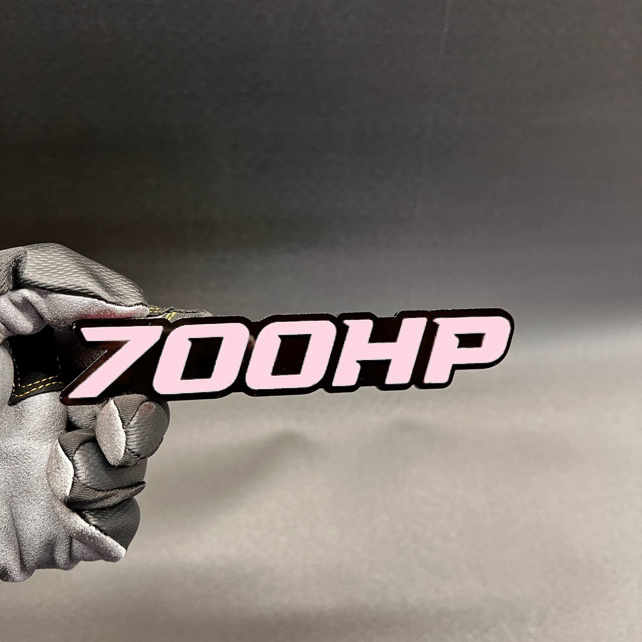 1X 700 HP WHITE – BLACK Custom 3D Car Emblem Multicolor Acrylic Car Badge Decal