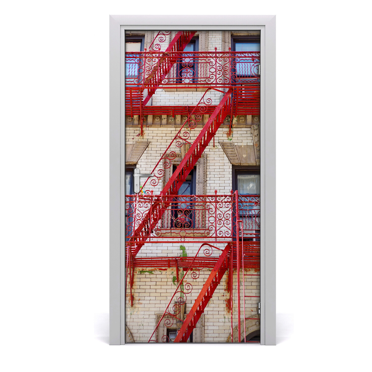 Self adhesive Door wrap removable Peel & Stick Sights Italian tenement house
