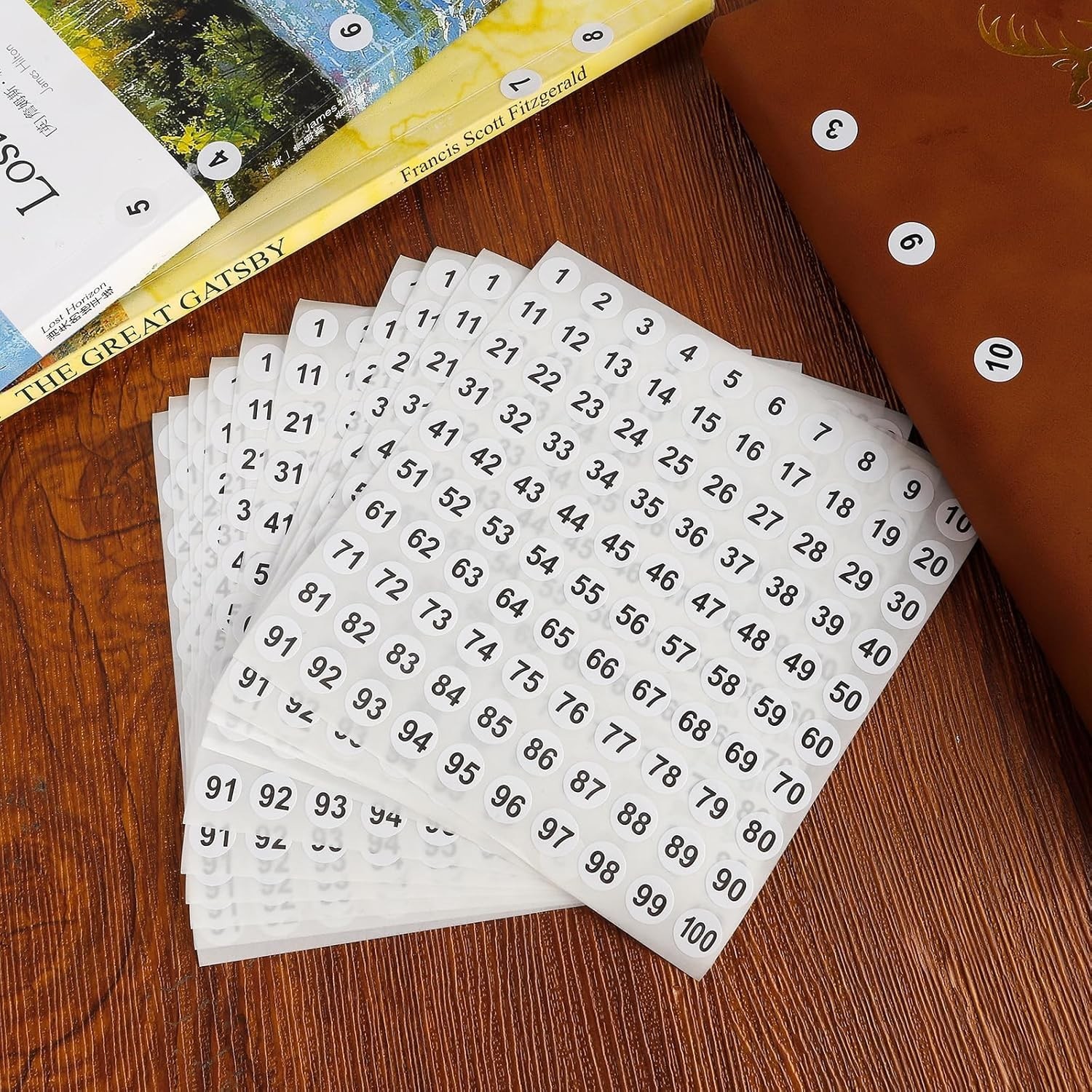 Number Stickers 1-100, 2500 Consecutive Vinyl Stickers Self-Adhesive Small Round