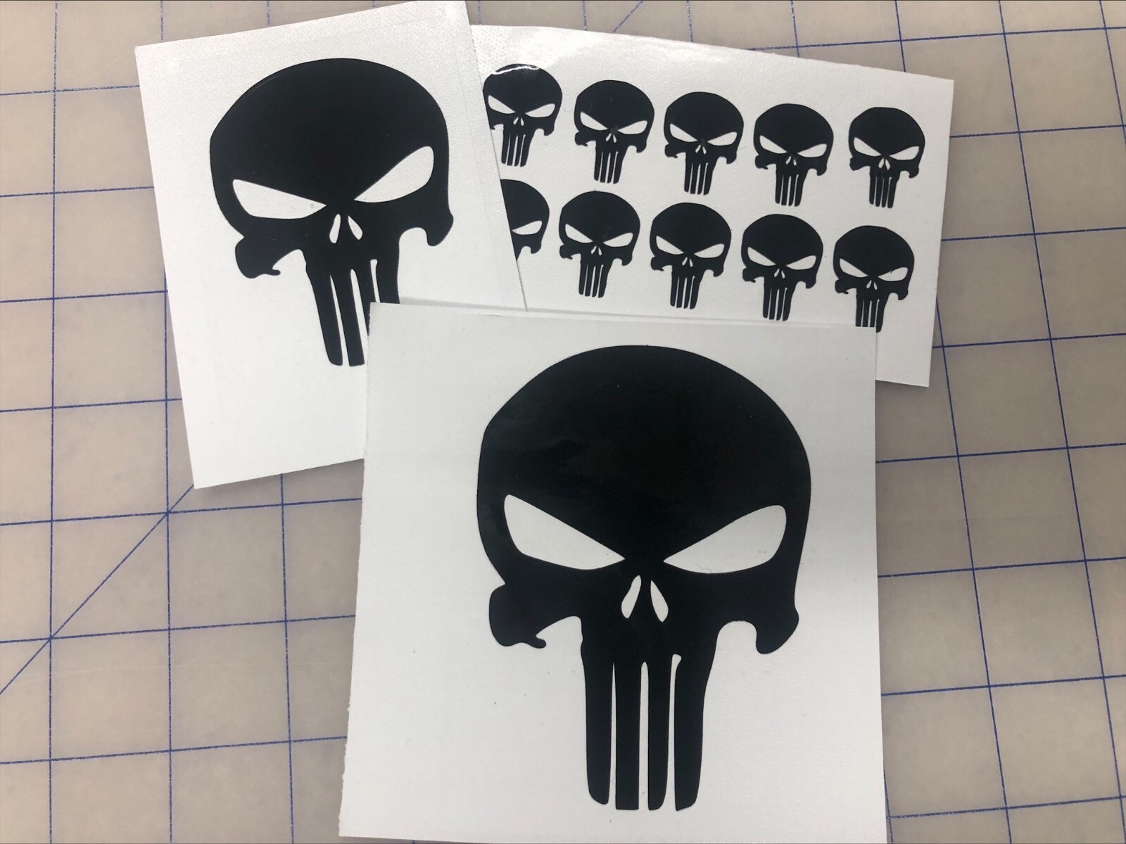Set of 10 The Punisher Skull Small Vinyl Decals Phone Laptop Car Helmet Stickers