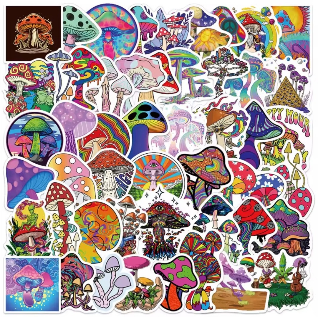 20 PCS Trippy Hippie Psych Groovy Retro Colorful Pot Stickers 2 BRAND NEW
