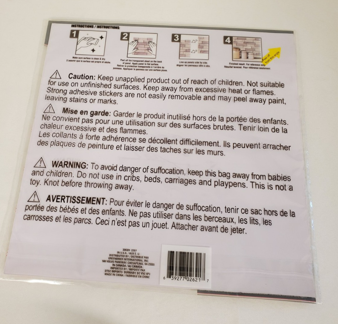 6 Tool Bench Hardware Self-Adhesive Wall Tile-Easy-Peel & Stick-12″x12″ each New