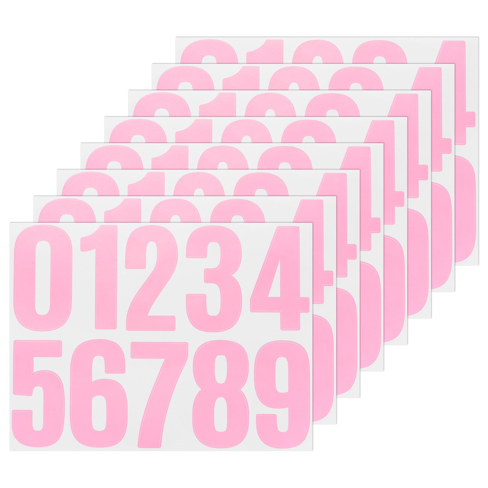 10 Sheets Numeric Stickers, 4″ Stickers with Numbers 0 to 9 [100 Pieces, Pink]