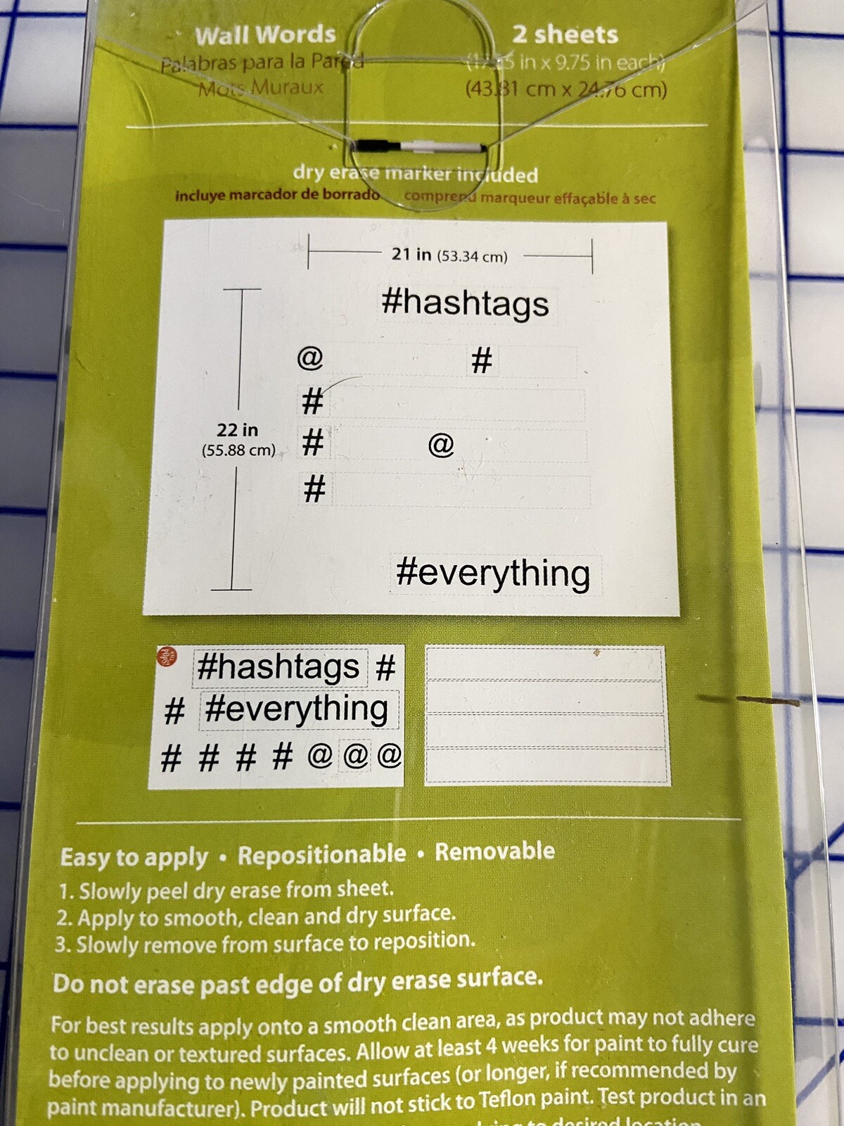 Wall Pops – DRY ERASE – Wall Words – “HASHTAGS” – Peel & stick & removable