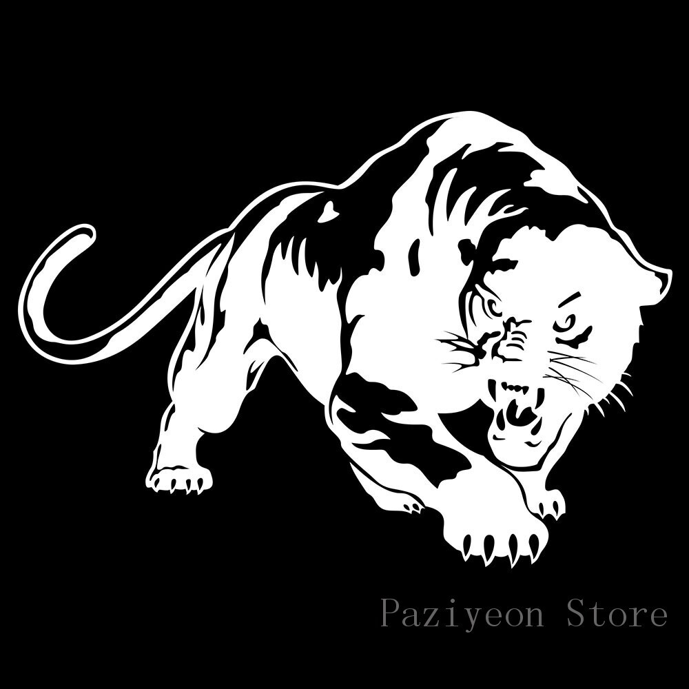 Fiery Angry Panther Black Wild Cat Leopard Hunting Car Sticker Emblem Decal
