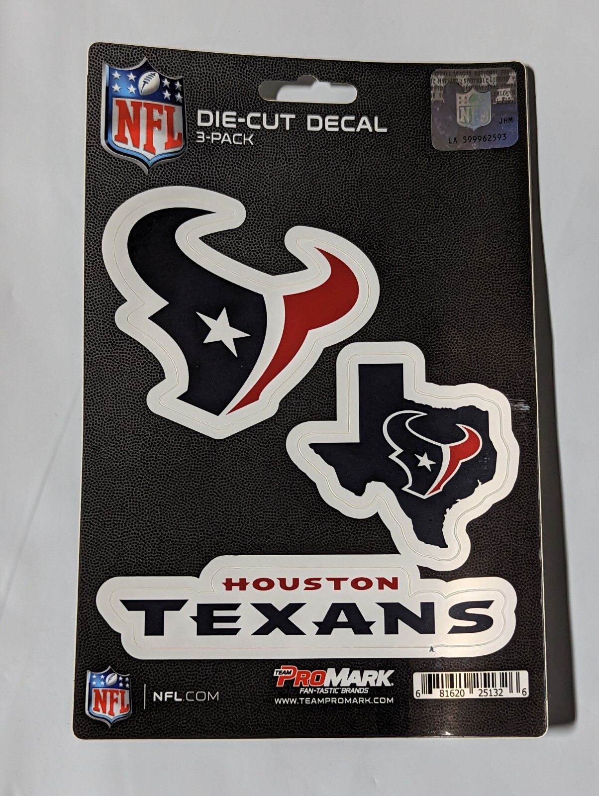 Huston Texans 3-Pack Die-cut Decals Stickers Sheet Measures 5″ x 7″ New!