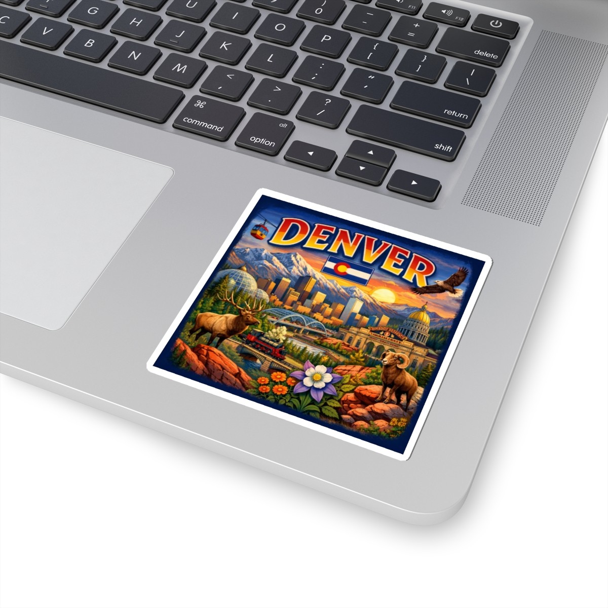 Denver Sticker | Colorado Flag, Mountains, Wildlife, Travel Souvenir