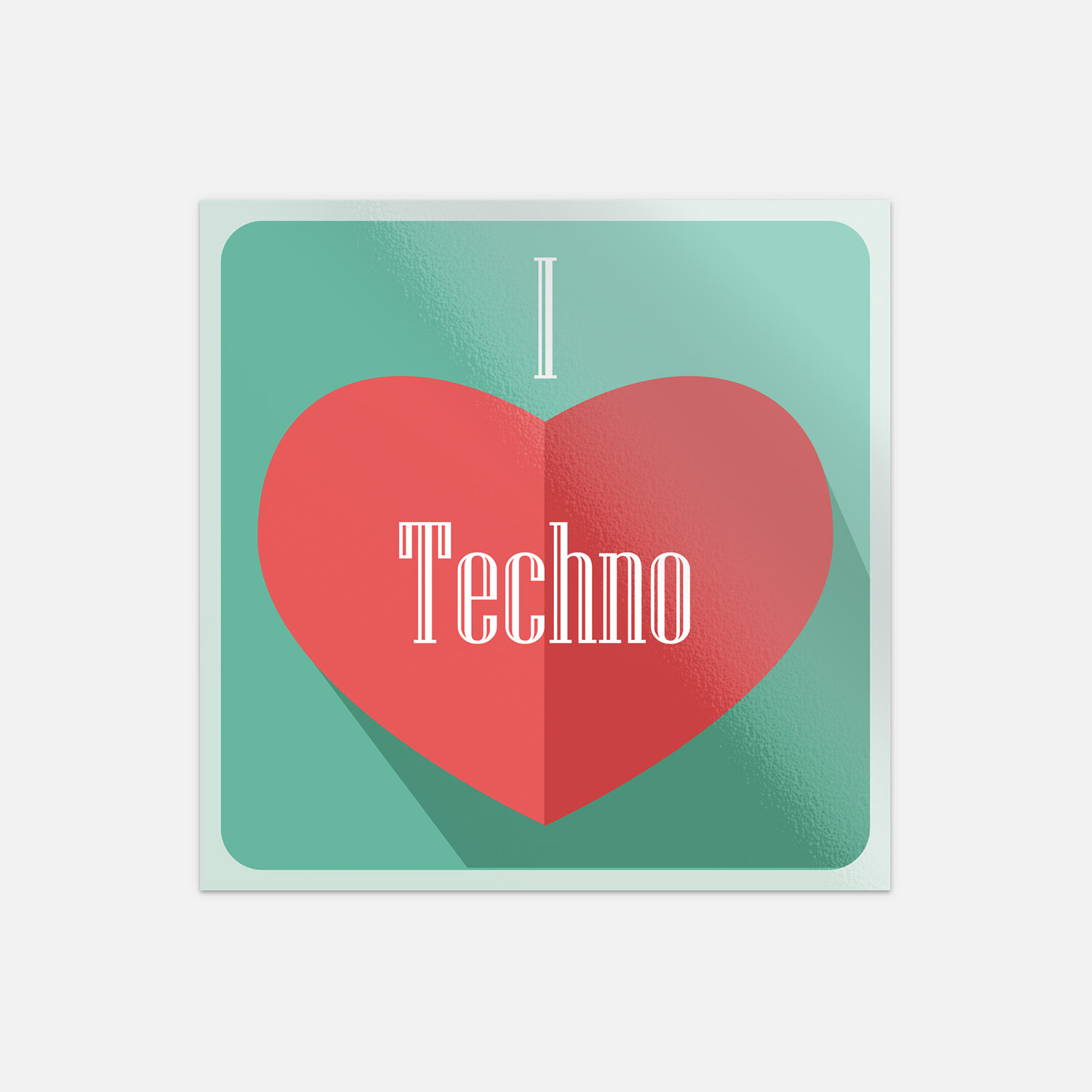 I Love Techno Heart Music Vinyl Sticker Decal