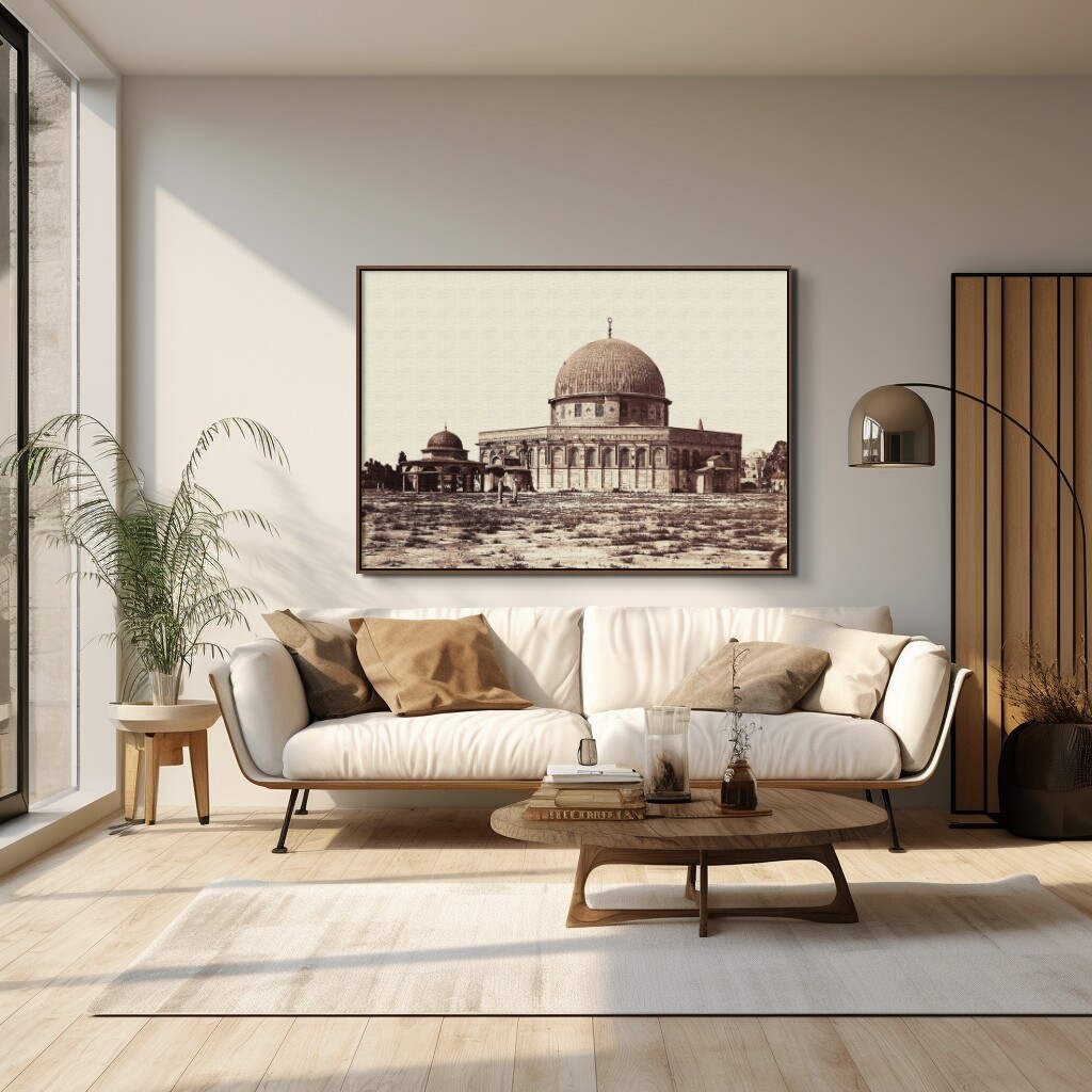 Large Floating framed canvas Jerusalem photo, Dome of the Rock Al-Aqsa Mosque