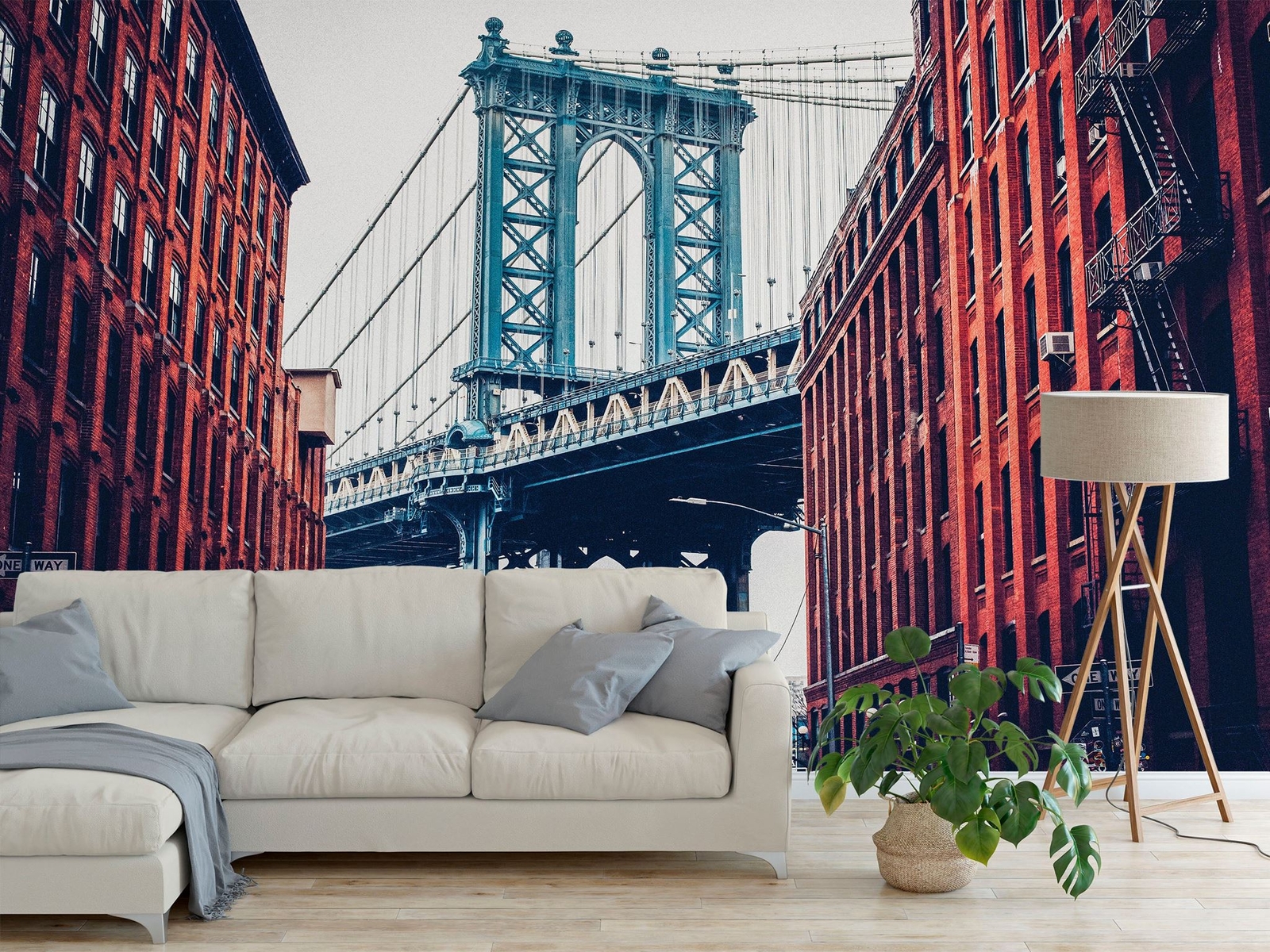 New York City Wall Mural Peel and Stick Wallpaper. Vintage Dumbo NYC. Brooklyn N