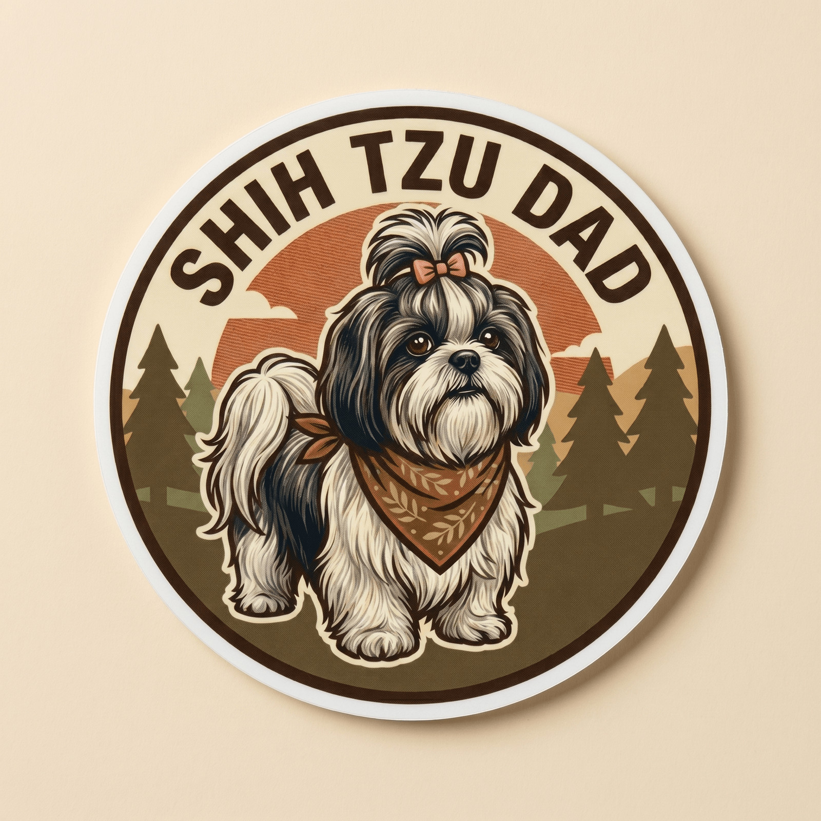 Shih Tzu Dad T-Shirt Shih Tzu Dog Gift Men Graphic Tee Fathers Day Vintage Cute