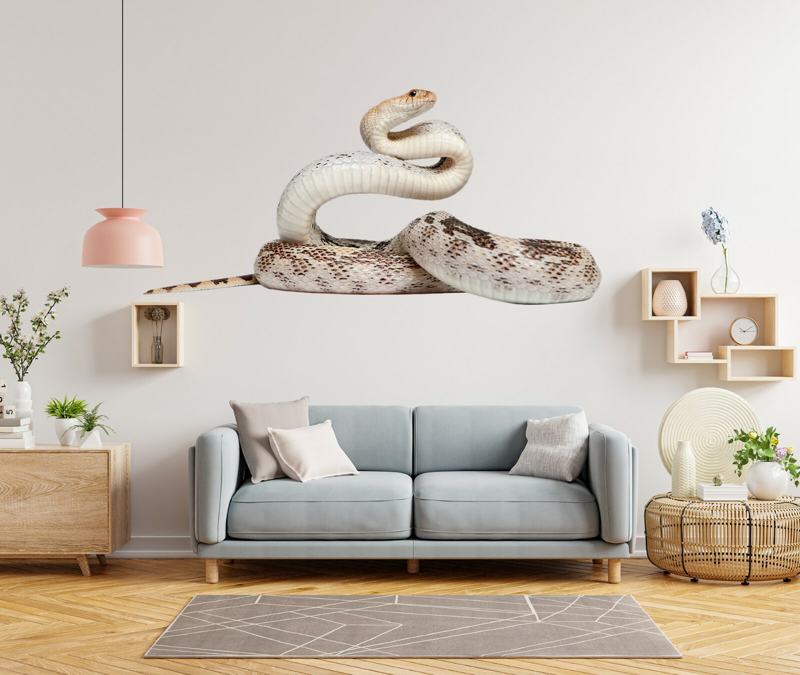 3D White Snake G524 Animal Wallpaper Mural Poster Wall Stickers Decal Honey