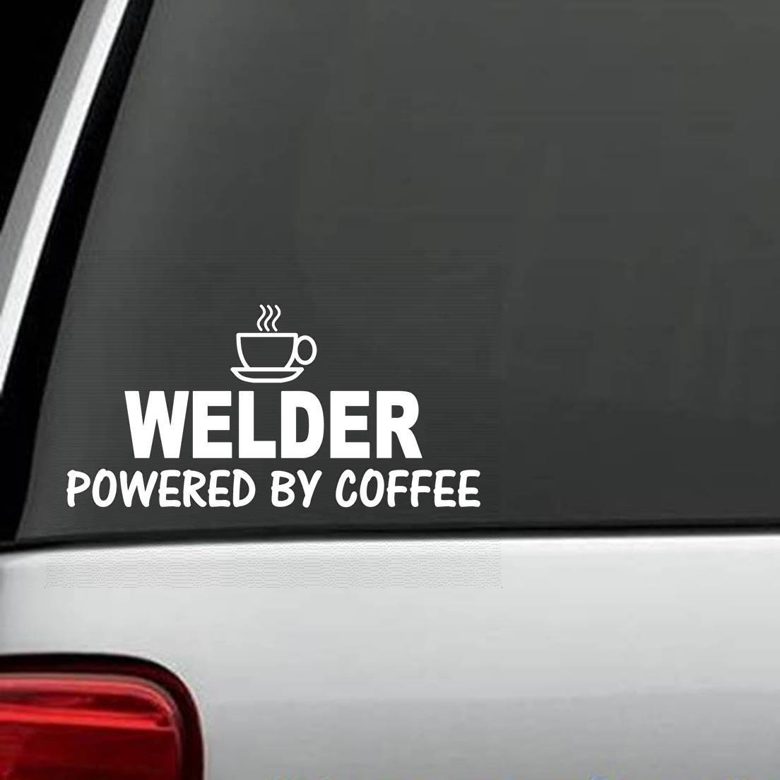Welder Powered By Coffee Decal Sticker Car Van Truck SUV Rod Helmet Torch H1084