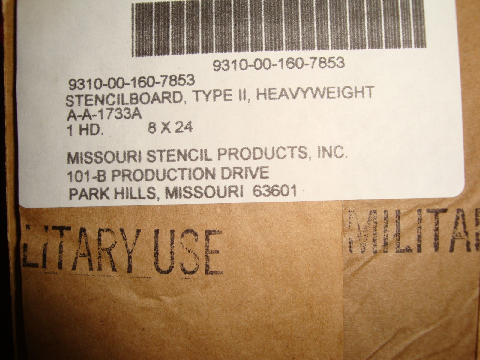 CUSTOM MADE Military Oil board Stencil 1/4″ Marsh/COST-$1 for4 letters=Quantity1