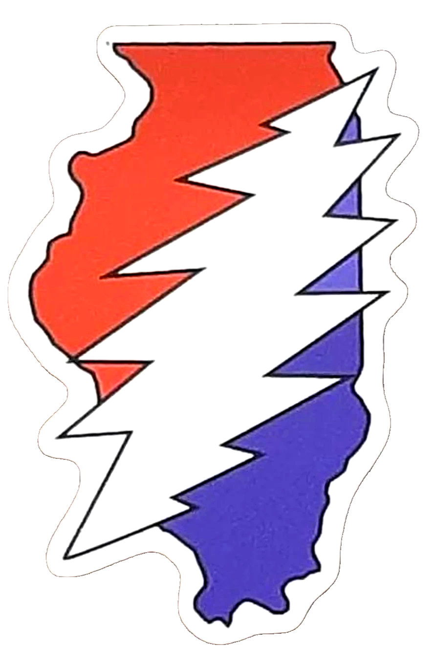 GRATEFUL DEAD Illinois 13 Point Bolt Sticker *NEW* Measures 2″ x 3″