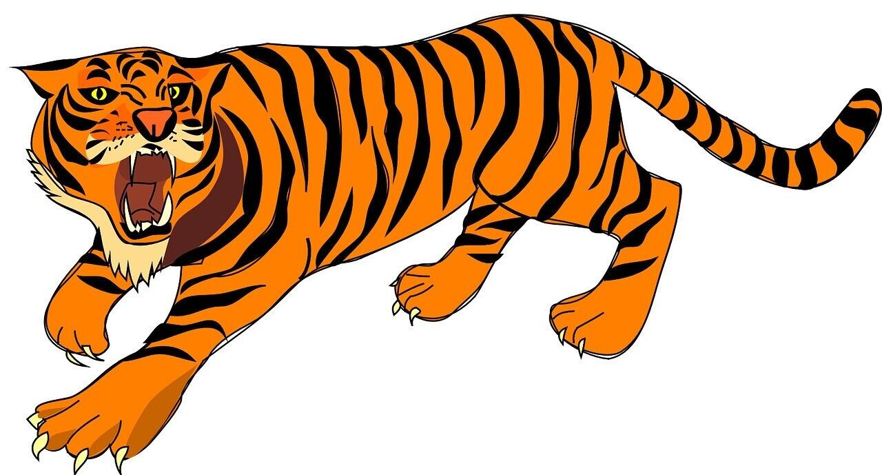 Wide Tiger Growling Sticker Decal
