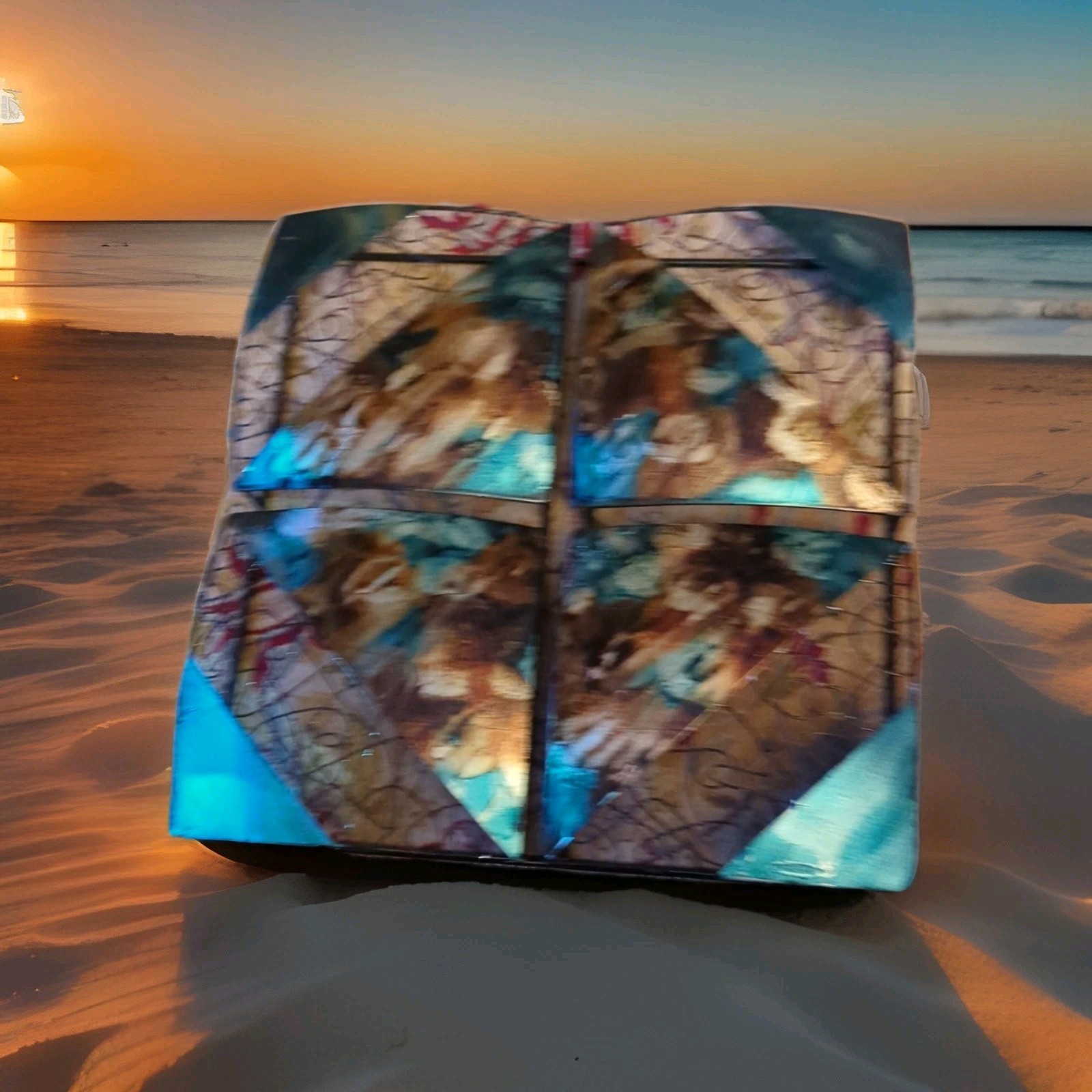 Stunning 4 Piece Set Teal and Bronze 3D Metal Wall Art