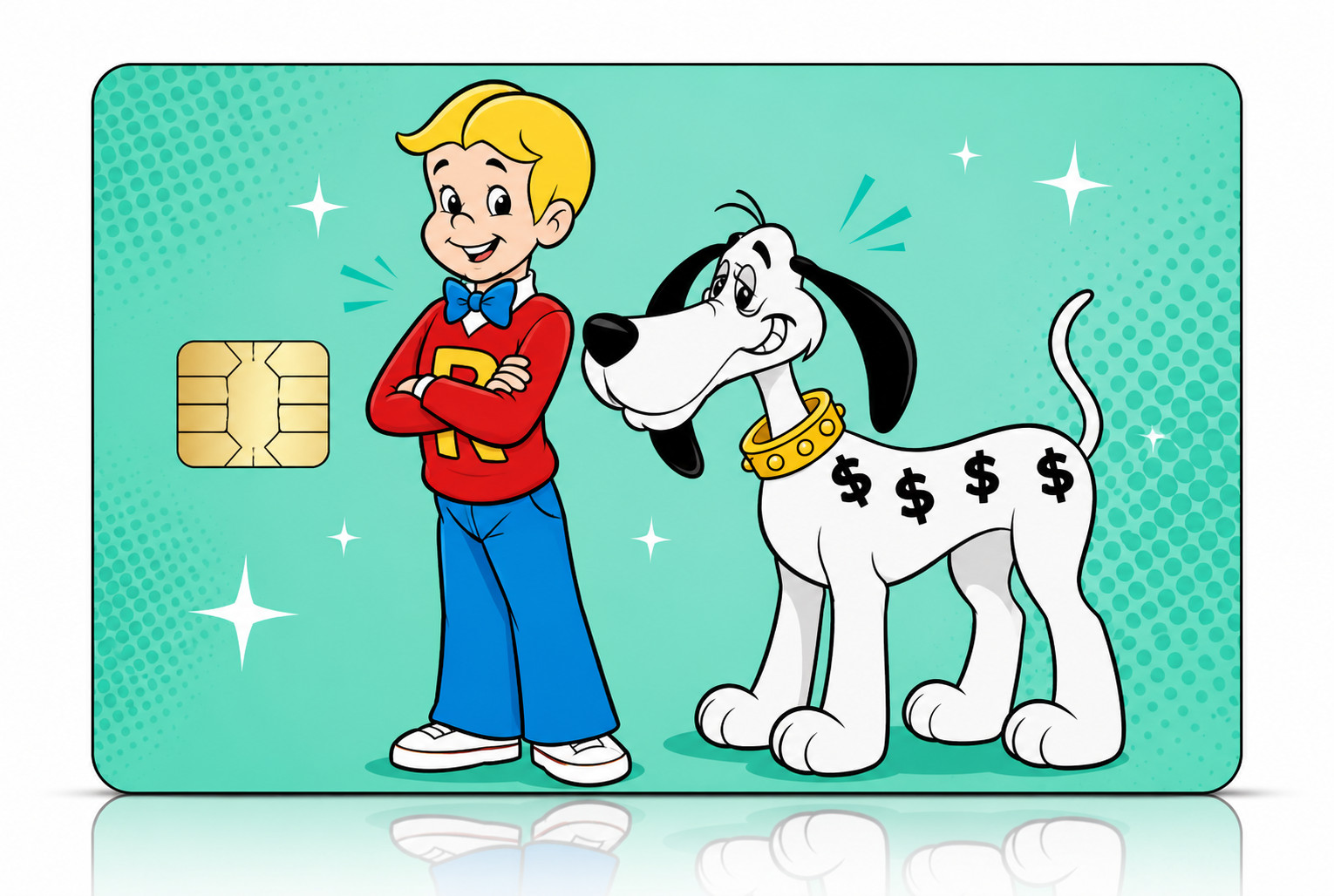 Richie Rich & Dollar The Dog Credit Card Skin Retro Cartoon Debit Card Vinyl