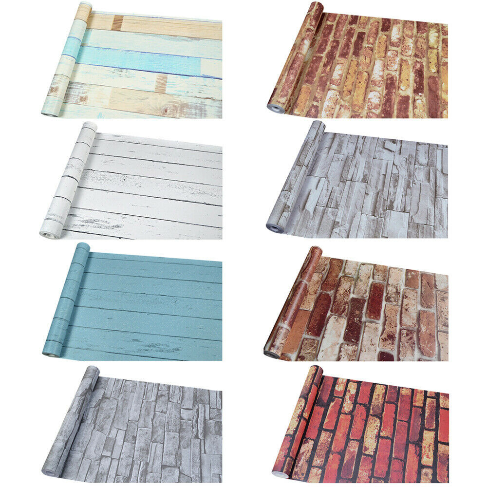 Wallpaper PVC Contact Paper Self Adhesive Roll Waterproof 3D Vintage Peel-Stick