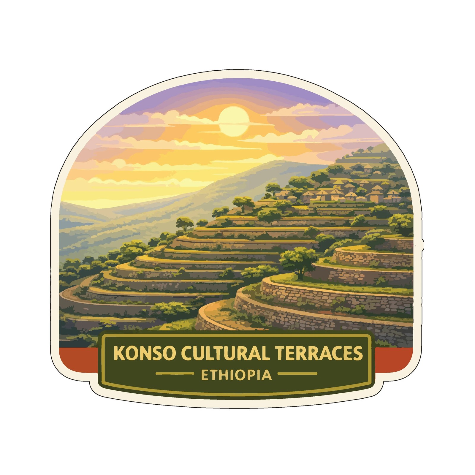Konso Cultural Terraces Ethiopia Sticker Decal Vinyl Die-Cut World Heritage