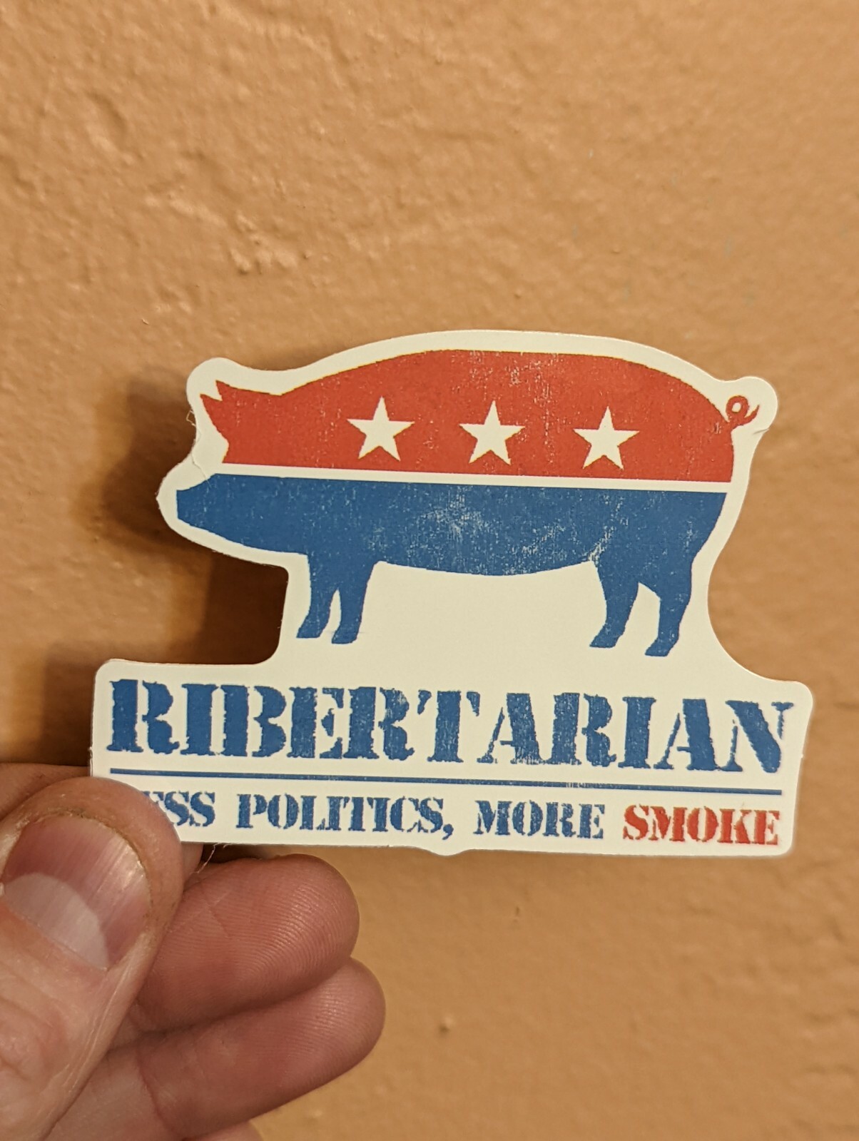 6-pack funny ribertarian less politics more smoke vinyl 3″ Sticker Waterproof