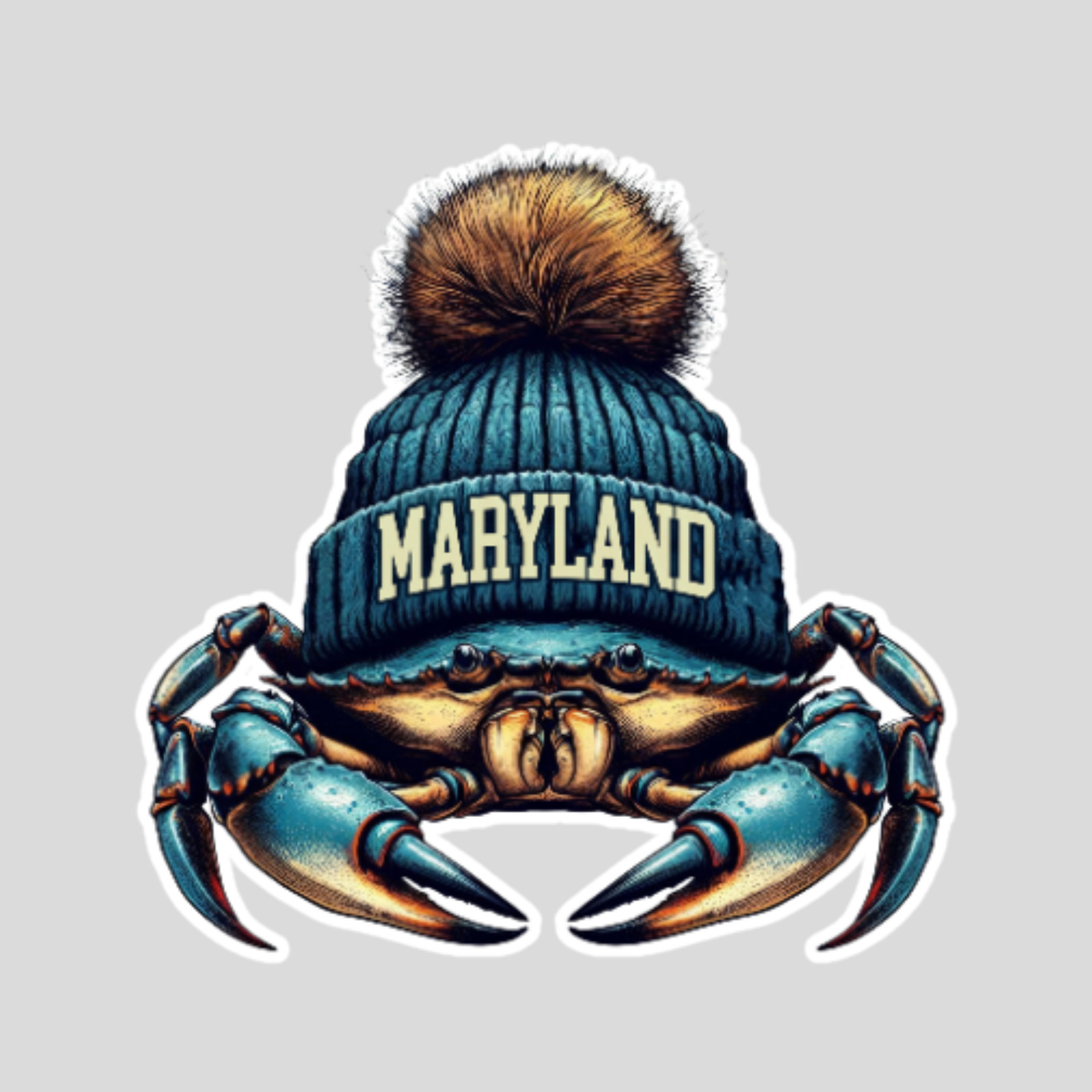 Maryland Crab Sticker Vinyl Decal Beanie Hat Blue Crab Cute Coastal