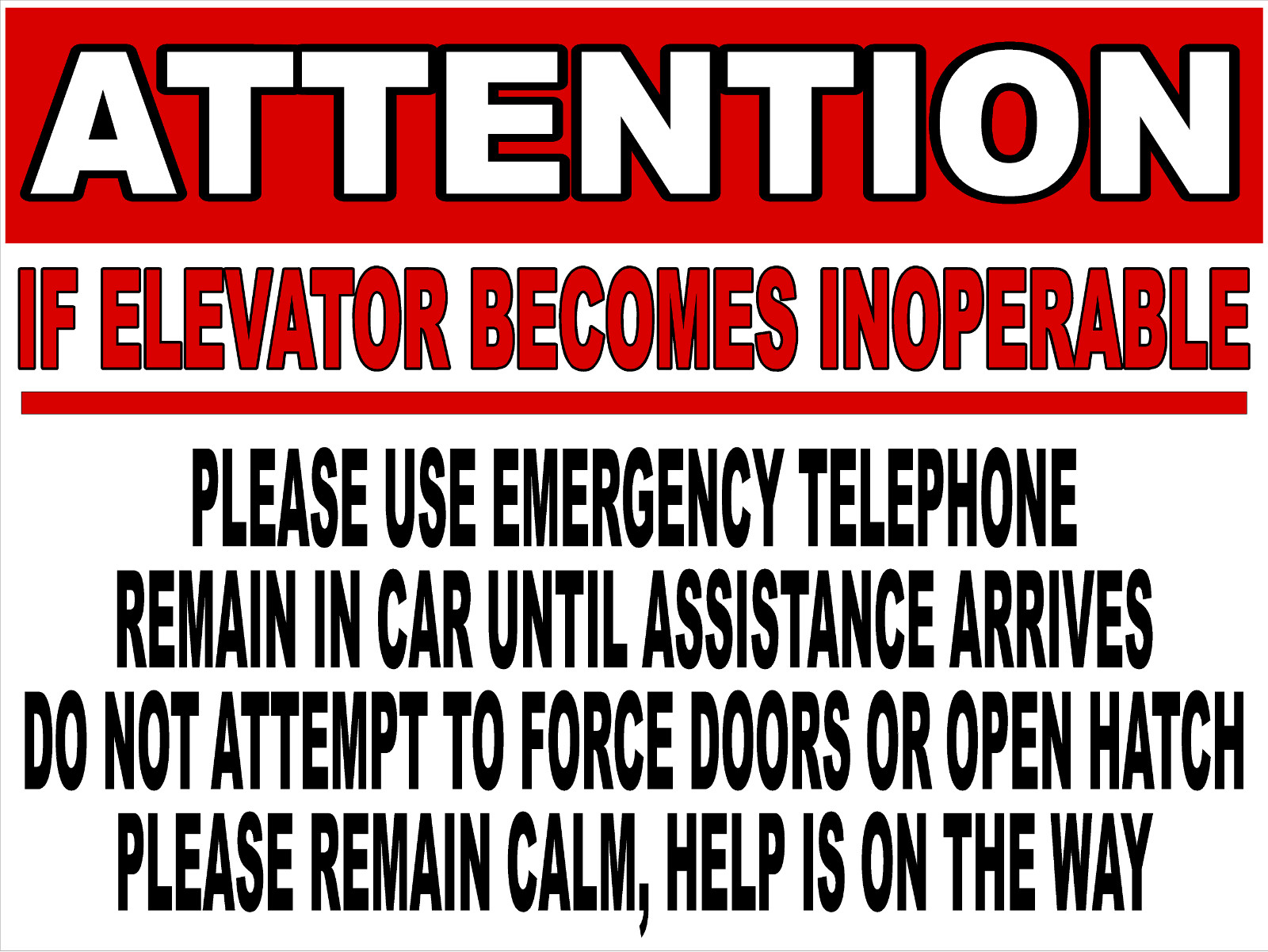 Attention If Elevator Becomes Inoperable Decal Multi-Pack