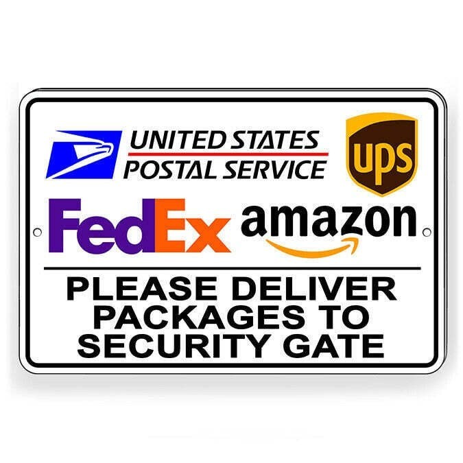 Deliver Packages To Security Gate Sign / Decal / Usps Ups Delivery I249 /