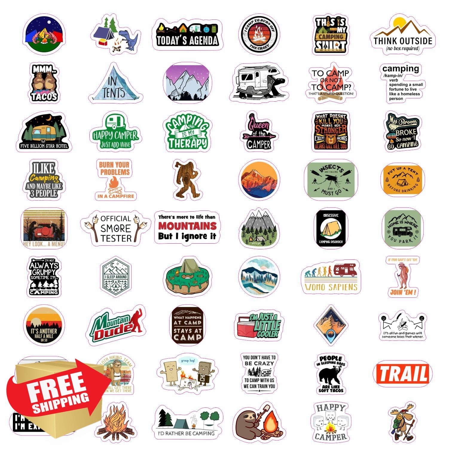 BulbaCraft 100 Pcs Camping Stickers