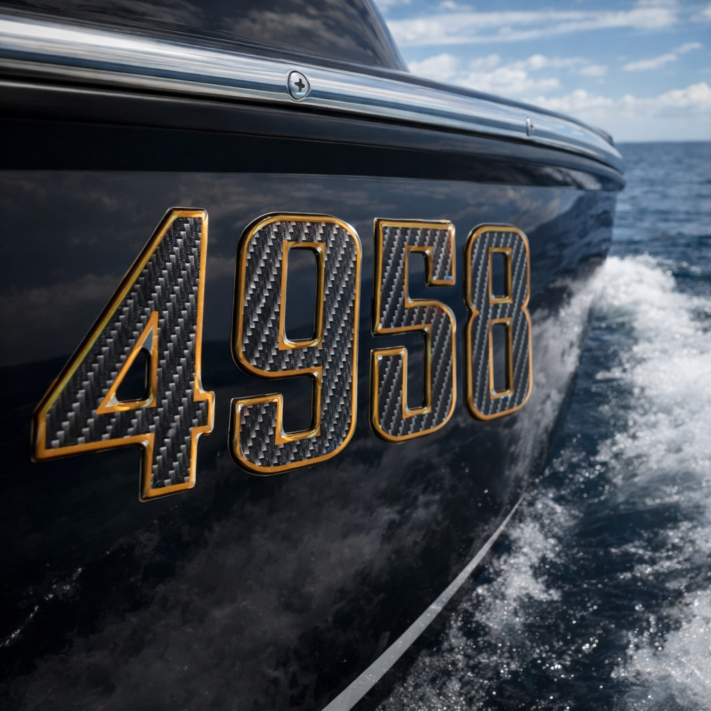 Carbon Fiber Bronze Boat & Jet Ski Registration Numbers 3D Raised Waterproof 3″