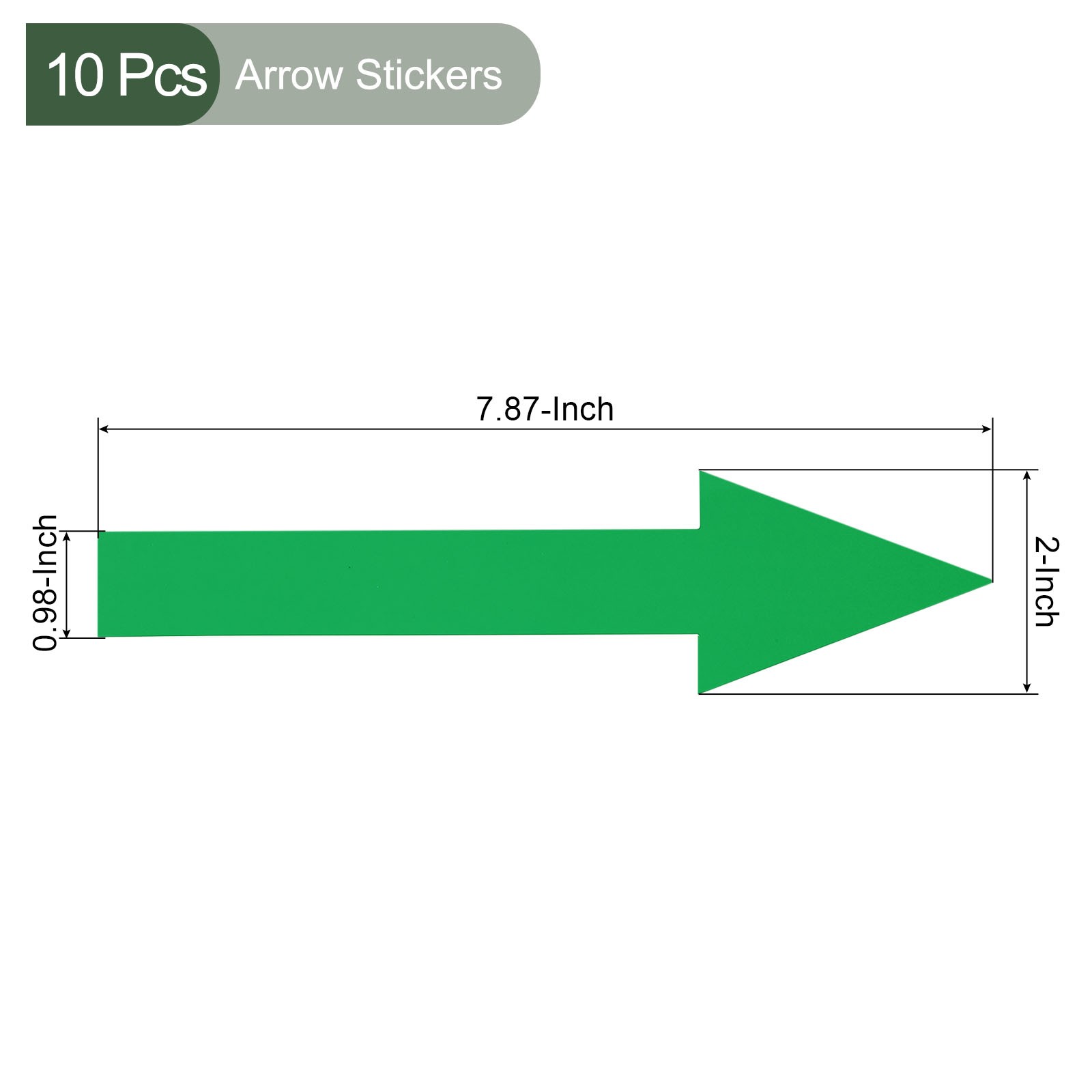 10pcs Arrow Sticker,20x5cm PVC Removable Self Adhesive Waterproof Signs,Green