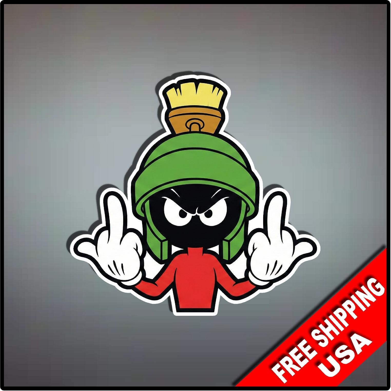 Marvin The Martian Flip Off Vinyl Decal Sticker 4″ x 4″ Cartoon Middle Finger