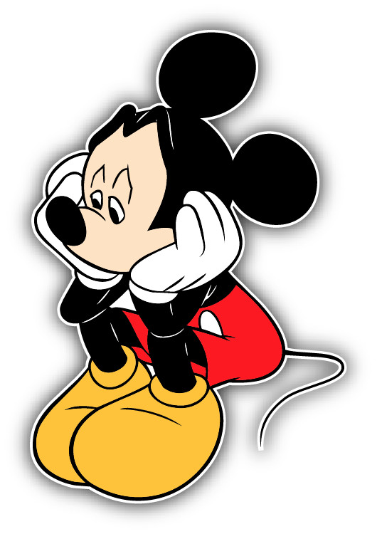 Mickey Mouse Sad Cartoon Car Bumper Sticker Decal 3” x 5”
