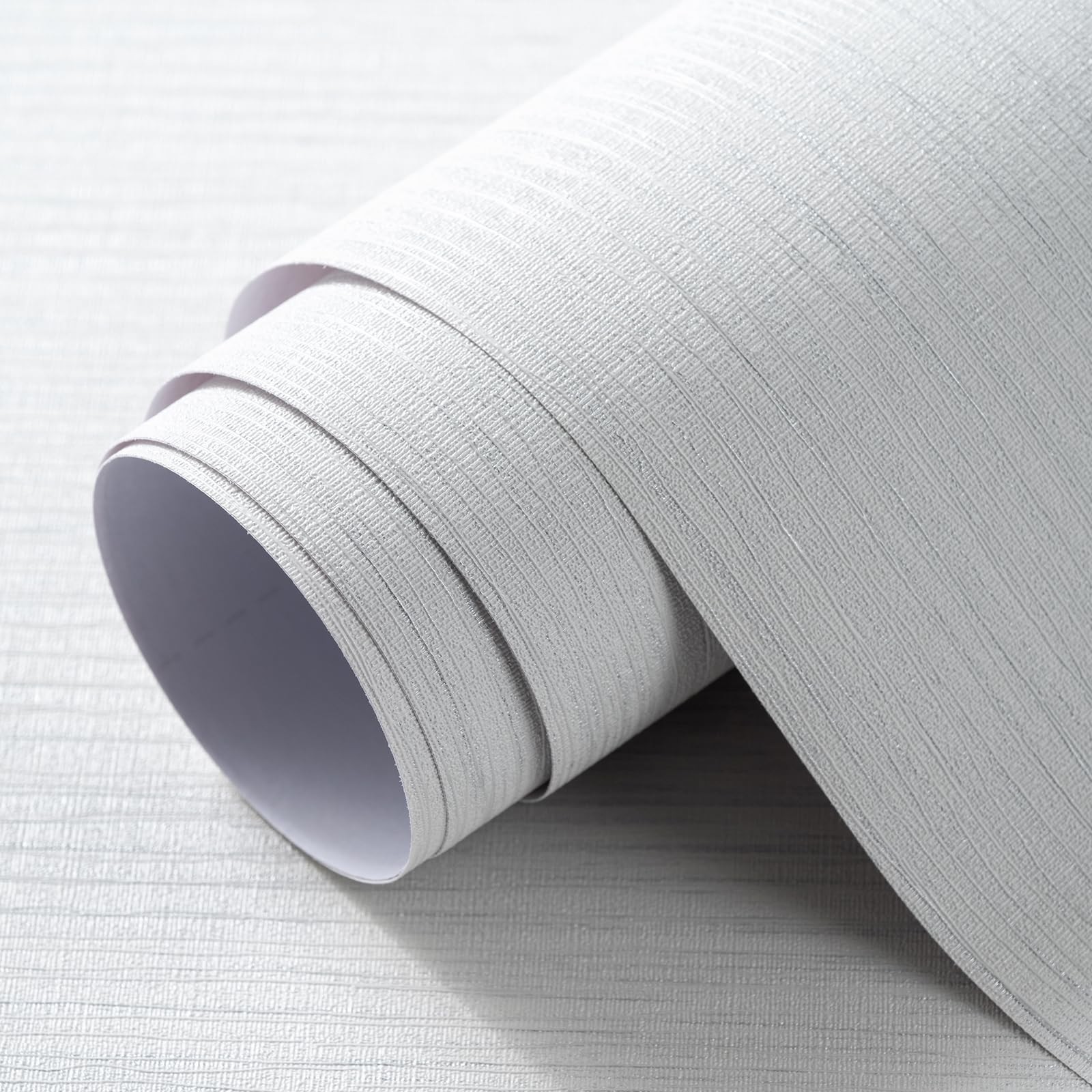 Grasscloth Textured Wallpaper White Gray Linen Thick 24″ X 394″ Fabric Contac…