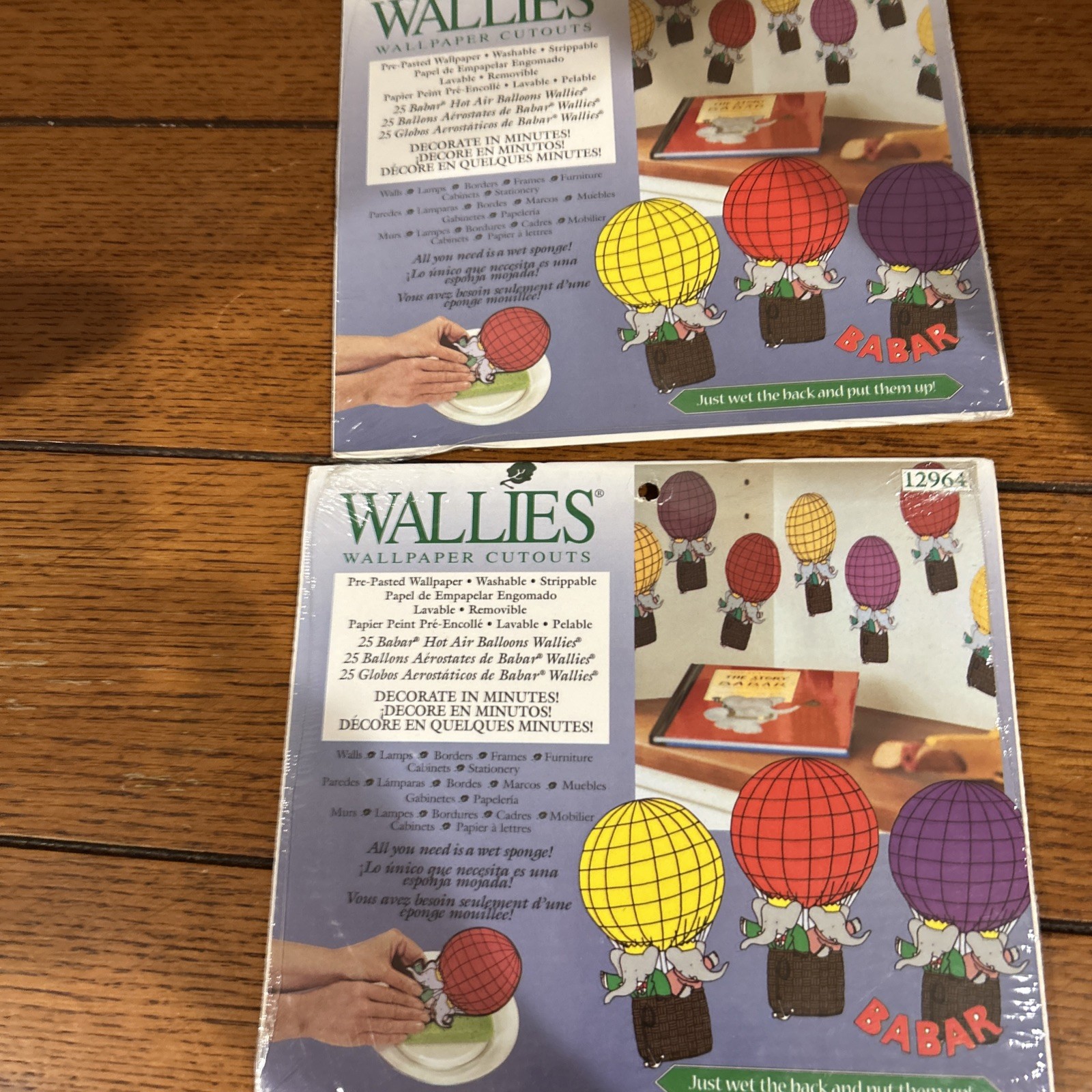 2 Packs ￼Wallpaper Cutouts Hot Air Balloons ￼Wallies NEW