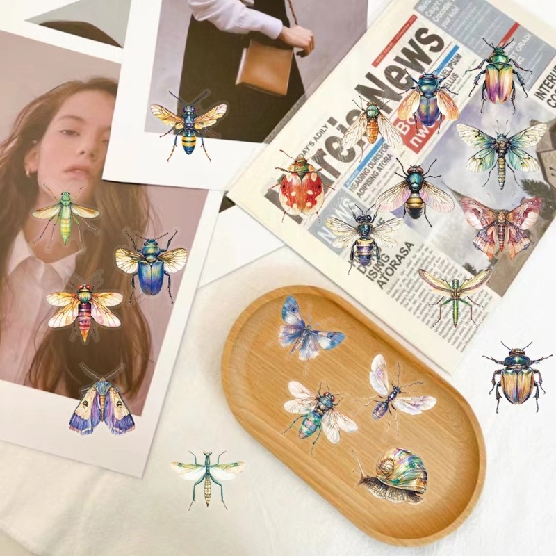 50 Sheets Insect Sticker Reward Sticker Luggage Sticker Retro Bottle Sticker