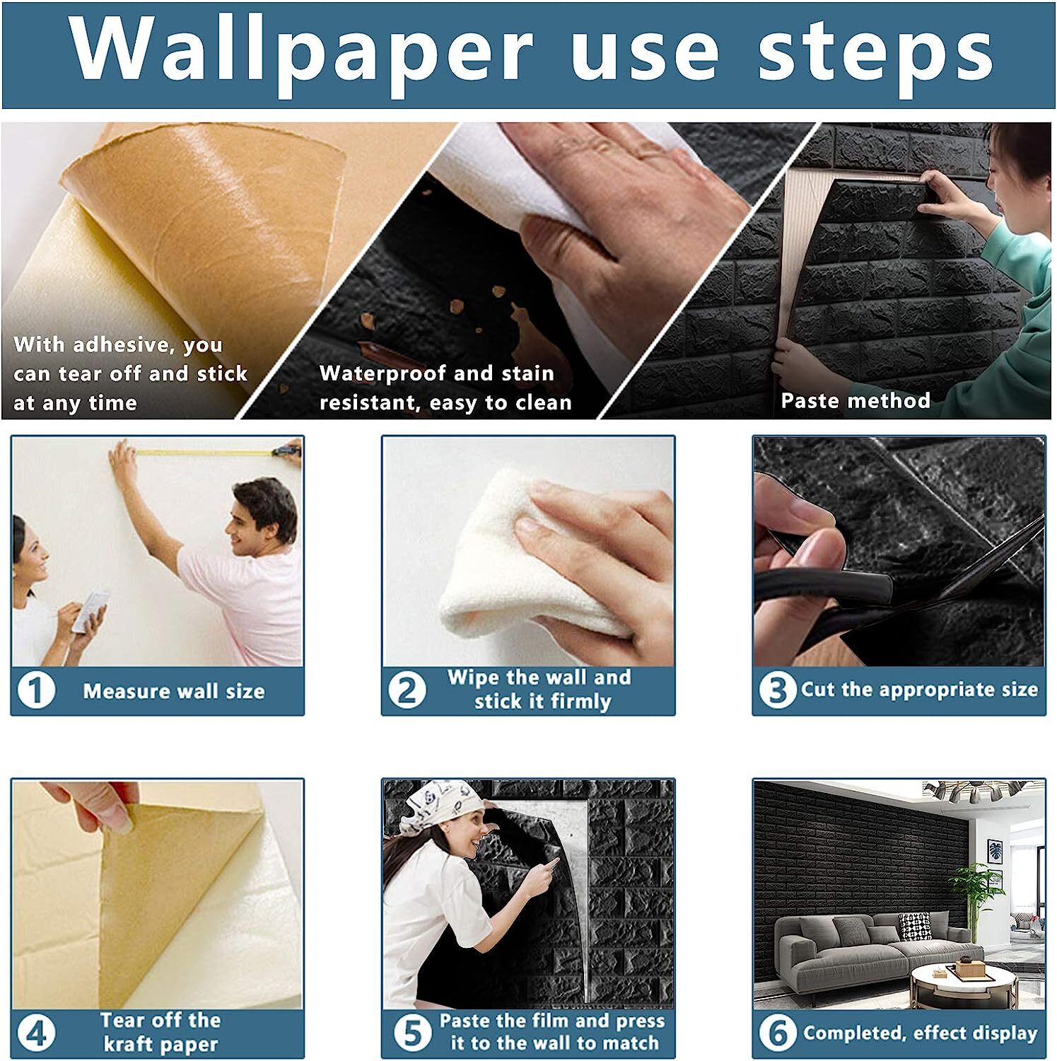 Silver 3D Tile Brick Wall Sticker Self-adhesive Foam Panel Wallpaper 14.5 SQ FT