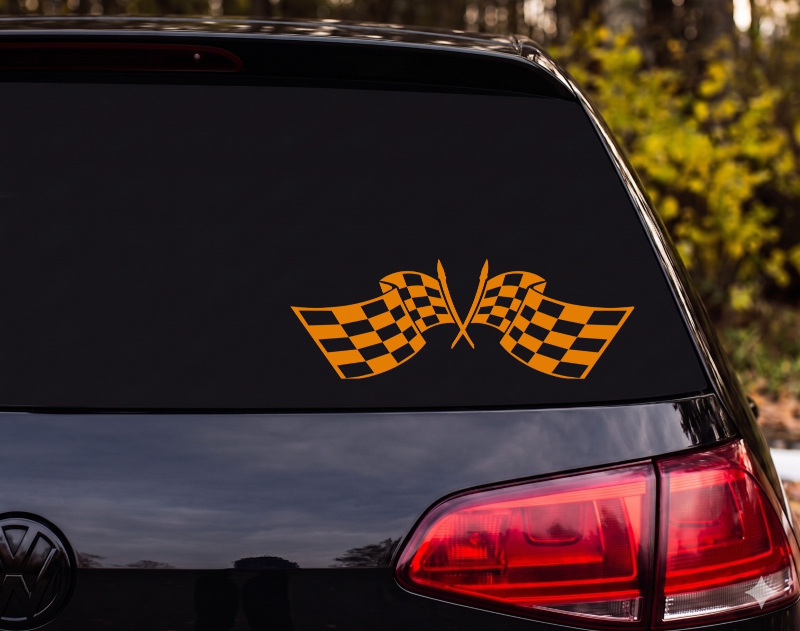 Crossed Checkered Racing Flags Vinyl Decal Sticker Car Window | Racing Fan Gift