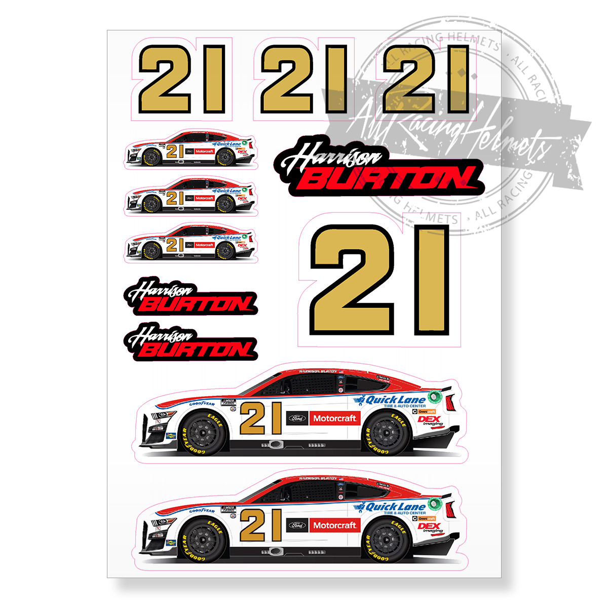 Harrison Burton #21 Ford Nascar A4 HQ Quality Printed Vinyl Decal Sticker Kit