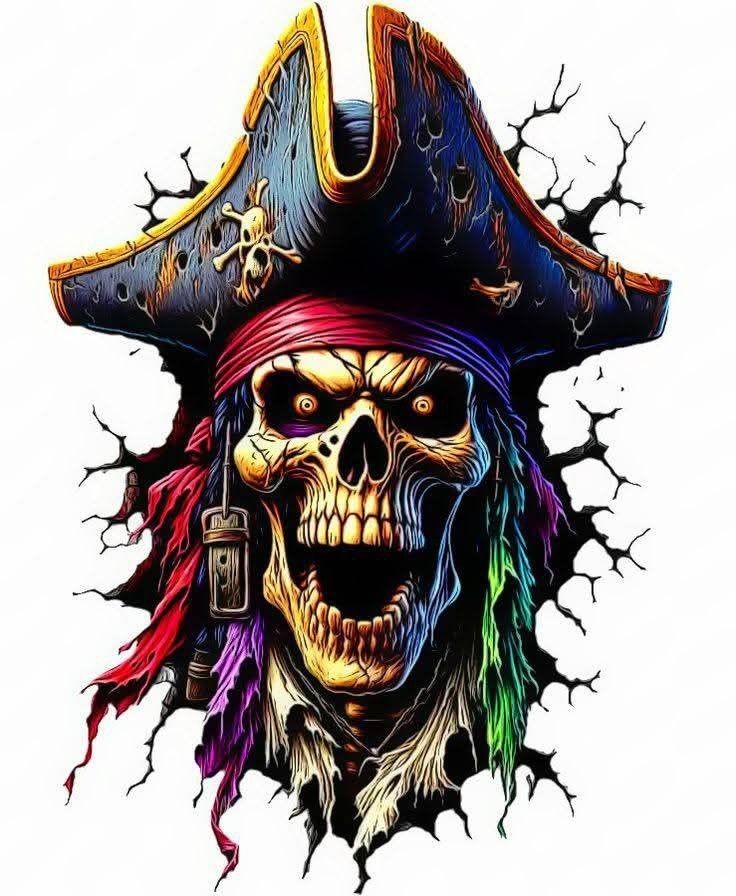 Pirate Skull Decal Sticker Car Truck Wall Mirror Phone Tumbler Bumper Window