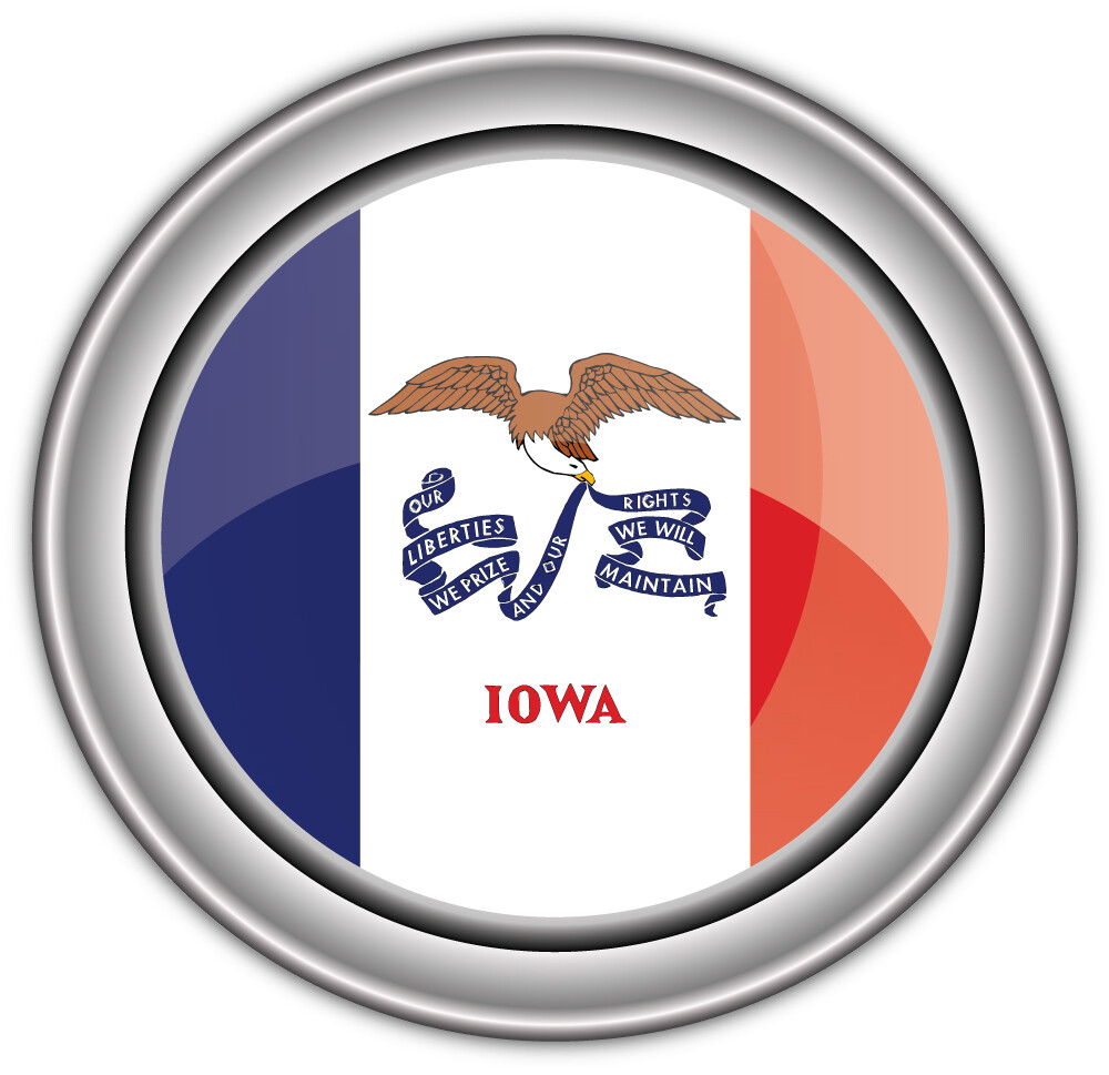 Iowa USA State Flag Silver Badge Car Bumper Sticker Decal “SIZES”