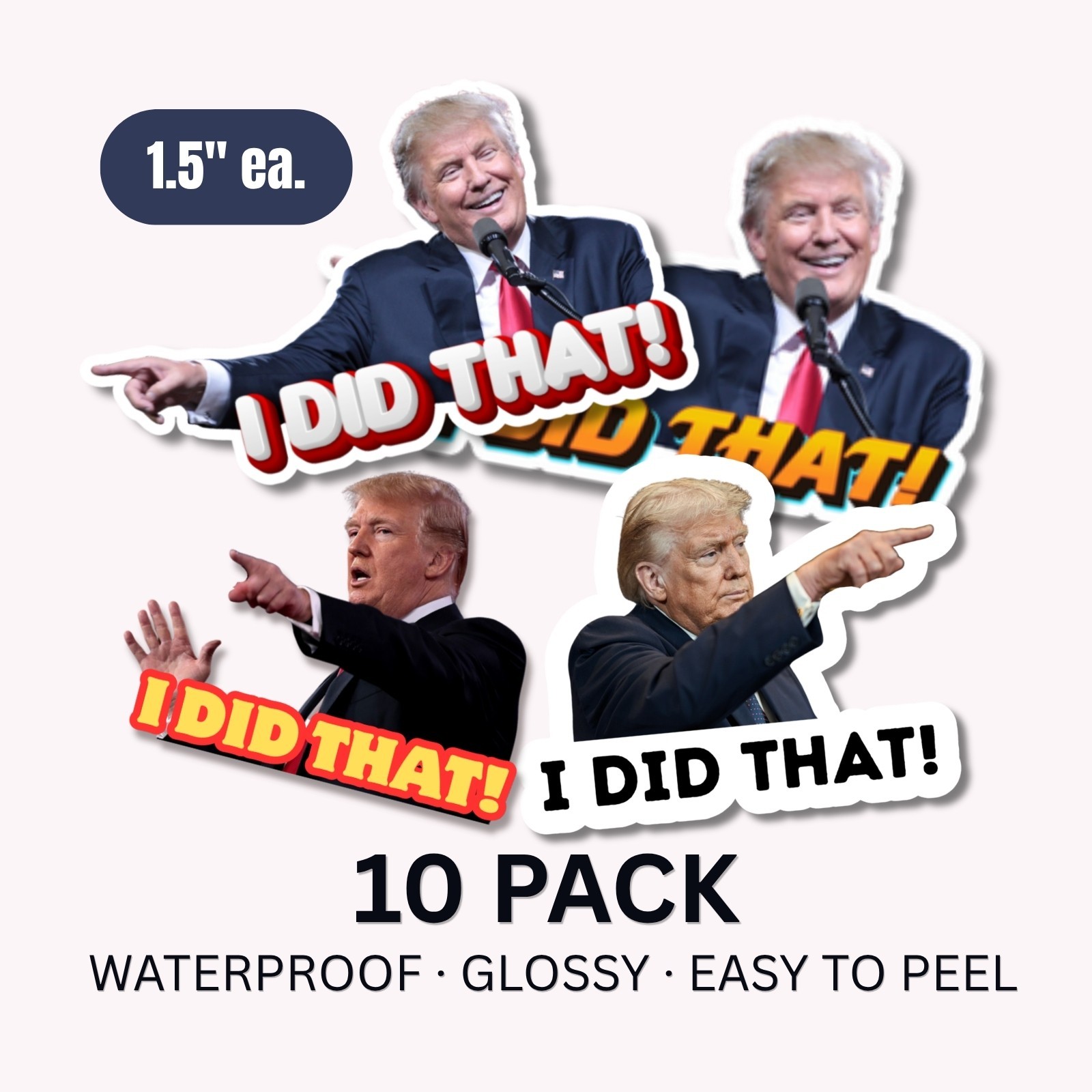 I DID THAT Gas Pump Stickers, 1.5″ Mini Assorted Vinyl Waterproof 10-100 pack