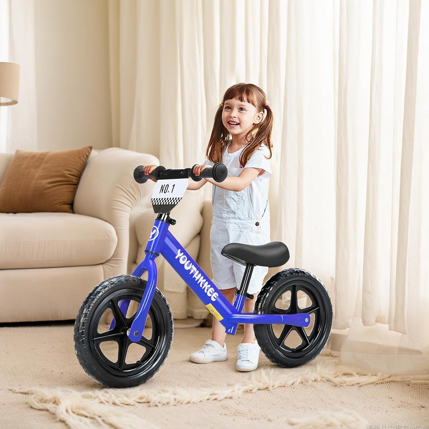 12 Inch Toddler Balance Bike for 1-3 Year Olds, No-Pedal Bike with Tool-Free Adj