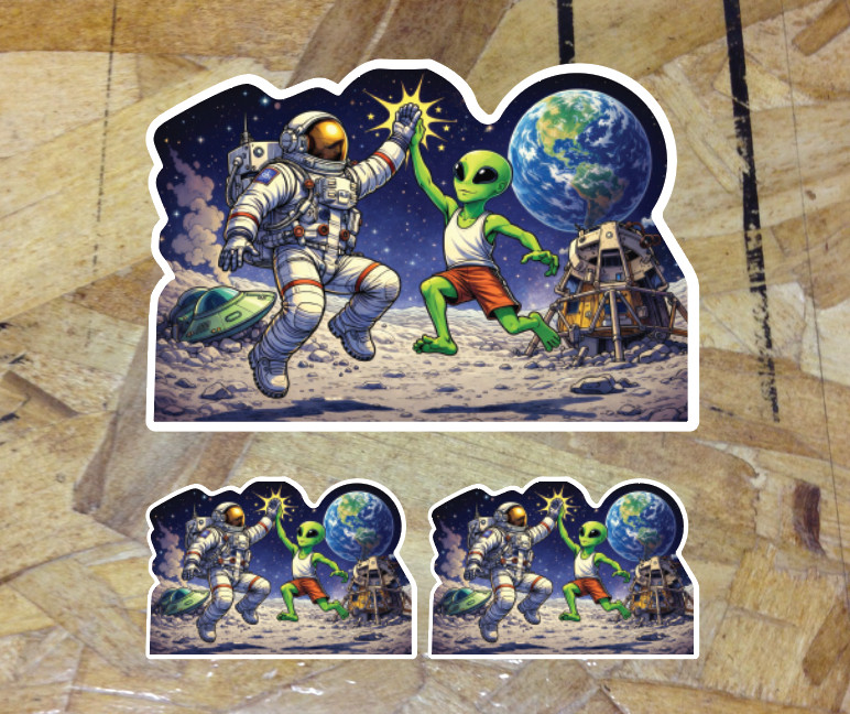 Astronaut Outer Space Travel Earth Moon Sticker Decal Weatherproof Vinyl 3 for 1