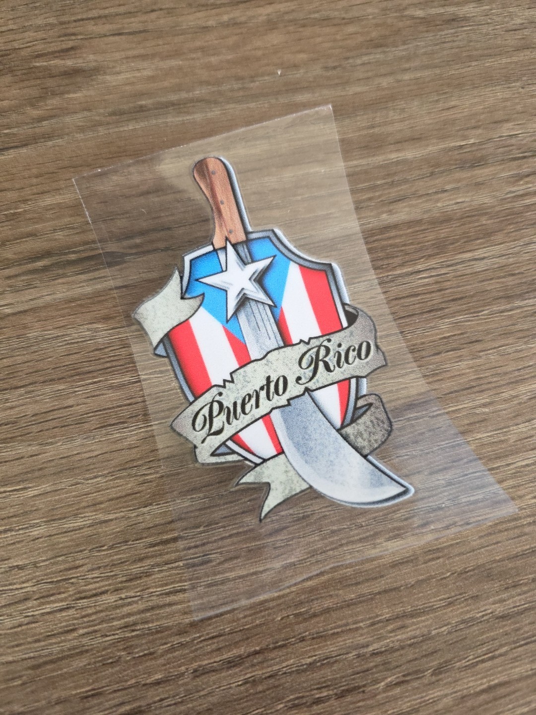 Machete Shield PR Flag | Puerto Rico Flag Decal | UV DTF Made In USA