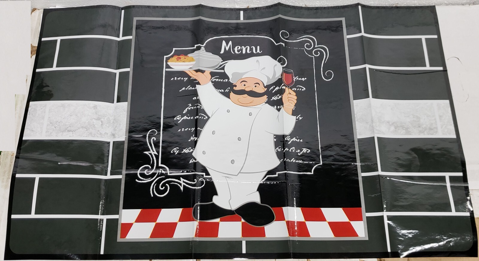 KITCHEN STOVE BACKSPLASH STICKER / WALL DECALl (30″x18″) FAT CHEF, GR