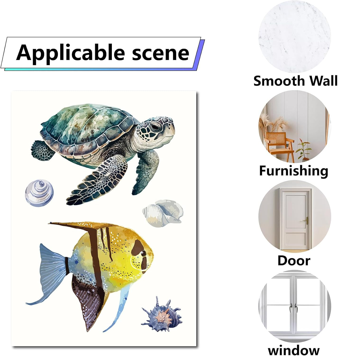 8 Sheets Sea Life Window Decals Stickers Ocean 3D Turtle Seahorse Starfish Coral