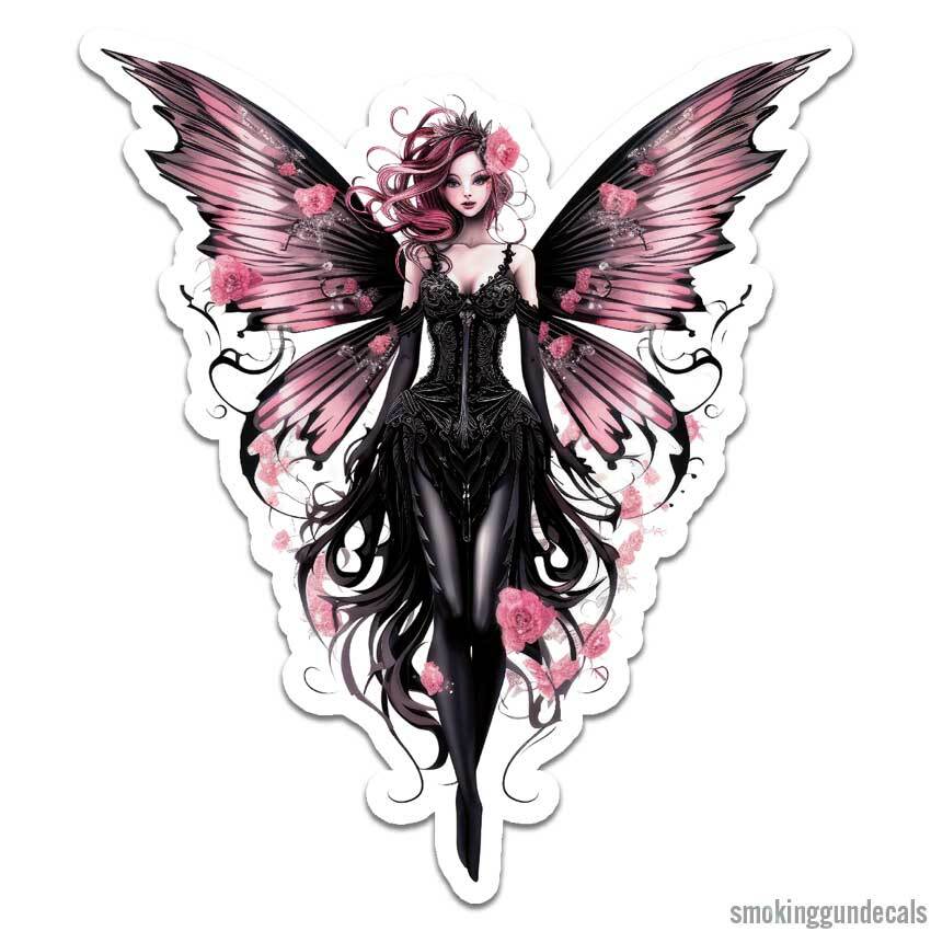Fairy Flowers, Vinyl Decal Sticker, Indoor Outdoor, 3 Sizes, #12091